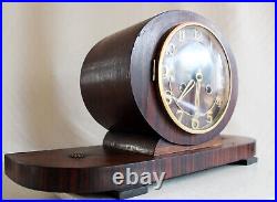 Art Deco Table clock multiple woods Rare Odd Model