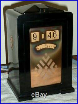 Art Deco Telechron Dark Brown Bakelite Clock Model 8b01 Ashland Mass USA Works