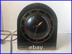 Art Deco Telechron desk clock, black glass face, runs