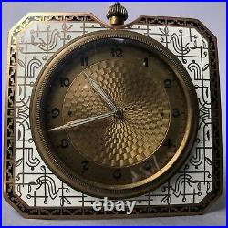 Art Deco Tisch- Kamin- Komoden- 8 Tage-Uhr Bronze emailliert Mantle Clock 1925