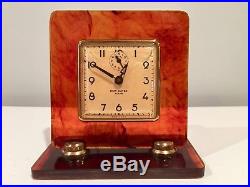 Art Deco Tortoise Shell Lark Alarm New Haven Clock & Watch Co In Original Box