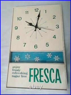 Art Deco Vintage 60's Advertising Fresca Soda Quartz Once Electric Wall Clock