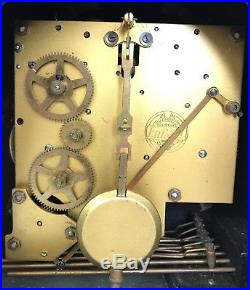 Art Deco Walnut Egyptian Themed Quarter Striking Mantle Clock Superb