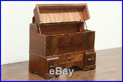 Art Deco Waterfall 1935 Vintage Cedar Chest or Trunk, Clock & Jewelry Boxes