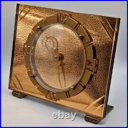 Art Deco gold / copper glass mantel clock