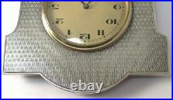 Art Deco hallmarked Sterling Silver Fronted Clock (10.5 x 9.5cm) 1924 (Working)