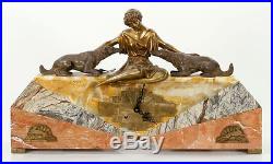 Art Deco mantle clock with figure of a seated girl Ferdinand Preiss