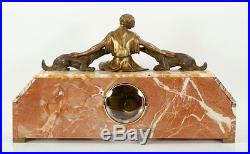 Art Deco mantle clock with figure of a seated girl Ferdinand Preiss
