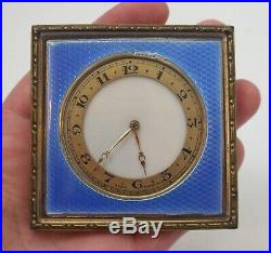 Art Deco silver and blue enamel clock Birmingham 1929