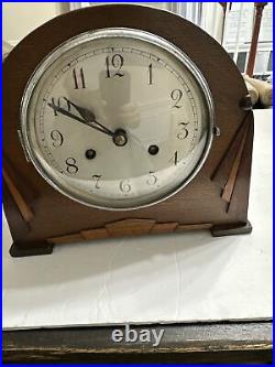 Art Deco wind up mantle clock Old Antique Wood Clock Vintage As Is