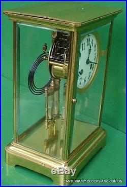 Art-deco French Japy Freres Crystal Regulator Four Glass Mantle Clock Serviced