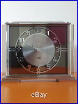 Art deco JAZ glass and chrome desk clock