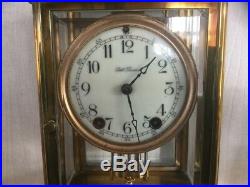 Art-deco Seth Thomas Classic Corniche Four Glass Mantle Clock