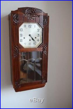 Art deco Wanduhr Gustav Becker Regulator antik odo Westminster clock