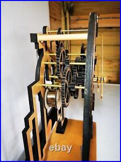Art deco large wooden geared clock mechanical new