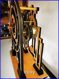 Art deco large wooden geared clock mechanical new