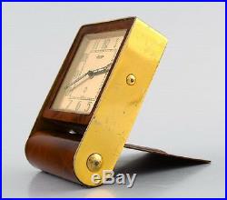 Art deco travel alarm clock, tortoiseshell and brass, Jaeger (LeCoultre) ca 1930