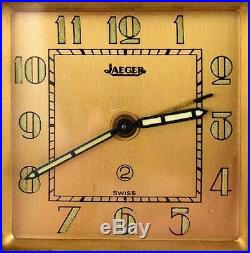 Art deco travel alarm clock, tortoiseshell and brass, Jaeger (LeCoultre) ca 1930