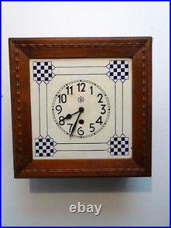 Art deco wall clock Junghans attr. Joseph Maria Olbrich ceramic Wachtersbach