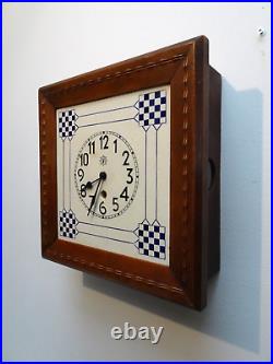 Art deco wall clock Junghans attr. Joseph Maria Olbrich ceramic Wachtersbach