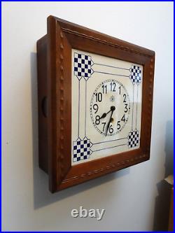 Art deco wall clock Junghans attr. Joseph Maria Olbrich ceramic Wachtersbach