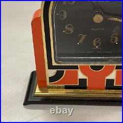 As is, not running, HOUR LAVIGNE FRENCH ENAMEL ART DECO STYLE CLOCK