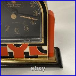 As is, not running, HOUR LAVIGNE FRENCH ENAMEL ART DECO STYLE CLOCK