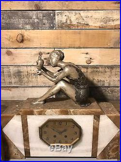 BANK HOLSALE -20% Off £515. Beautiful Art Deco Marble Clock And Garnitures