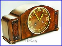 Beautiful Art Deco Junghans Pfeilkreuz Chiming Mantel Clock With Pendulum
