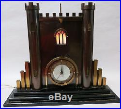 Beautiful Art Deco Smith Sectric Smiths Art Deco Castle Turret Metal Clock