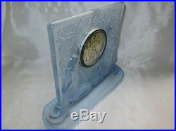 Beautiful Art Deco Walther & Sohne Blue Glass Semi Clad Maidens Relief Clock
