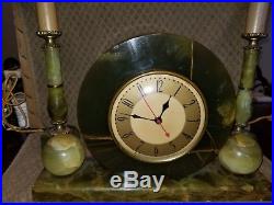 BIG Whitehall Hammond Synchronous art deco green onyx clock & Lamps (marble)