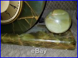 BIG Whitehall Hammond Synchronous art deco green onyx clock & Lamps (marble)