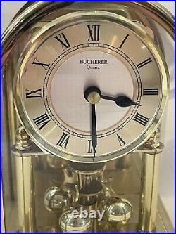 BUCHERER Quartz Gold Moving Clock W Germany This Shape Is Very Rare! Vintage