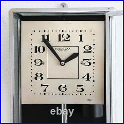 BULLE Wall TOP! Clock 1938 CHROME! Antique French Translucent ART DECO! Electric