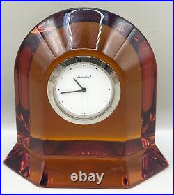 Baccarat Crystal Amber Vega Desk Clock (Rare)