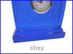 Baccarat Signed ART DECO Blue Crystal Clock Labatts Pre-Owned & Excellent