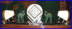 Beautiful 3 Pc. Art Deco Marble Clock Set #5479