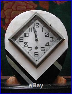 Beautiful 3 Pc. Art Deco Marble Clock Set #5479