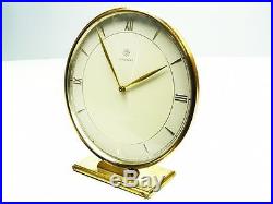 Beautiful Art Deco Bauhaus Brass Desk Clock Junghans Meister Germany