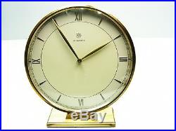 Beautiful Art Deco Bauhaus Brass Desk Clock Junghans Meister Germany