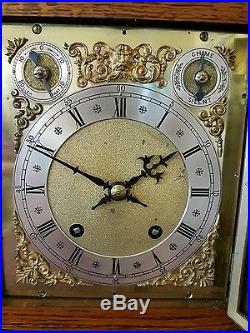 Beautiful Art Deco Oak Bracket clock by W & H. Quarter striking ting tang