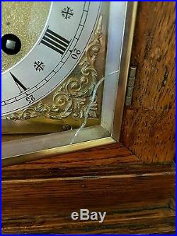Beautiful Art Deco Oak Bracket clock by W & H. Quarter striking ting tang