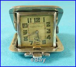 Beautiful Art Deco Sterling Silver Folding Travelling Clock Engine Turned 1934