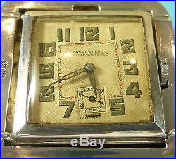 Beautiful Art Deco Sterling Silver Folding Travelling Clock Engine Turned 1934