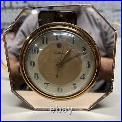 Beautiful Art Deco TELECHRON 3F65 Rose Gold Mirror Glass Clock