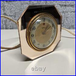 Beautiful Art Deco TELECHRON 3F65 Rose Gold Mirror Glass Clock
