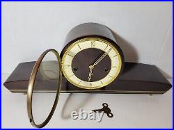 Beautiful FHS Art Deco mantle clock with Westminster chimes 340-020 Germany/ Key