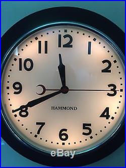 Beautiful Large Hammond Synchronous 341 Art Deco Illuminated Antique Wall Clock