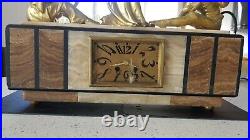 Beautiful Rare Art Deco Marble and Gilt metal Figural mantle Clock Case